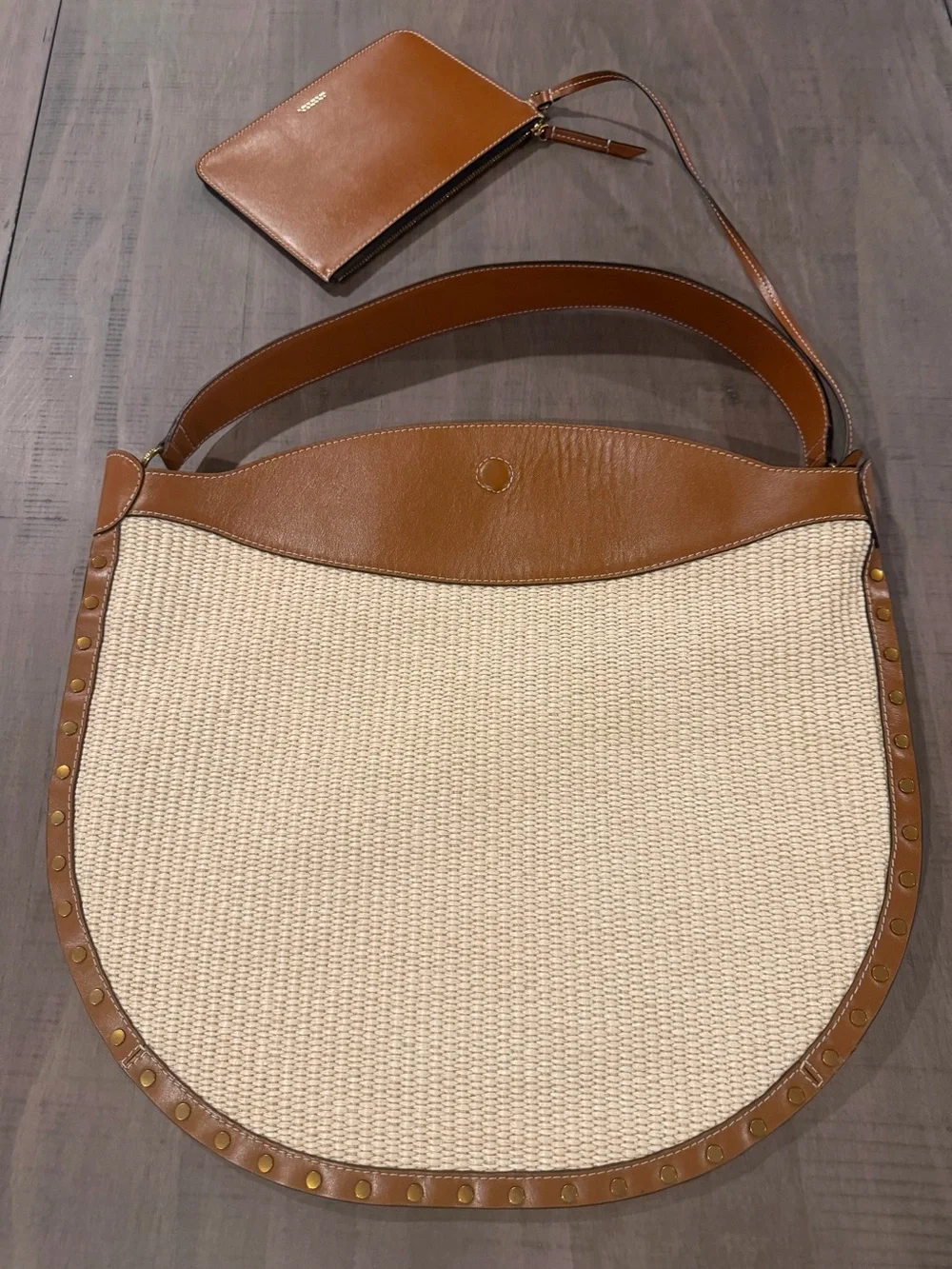 Isabel Marant Oskan Hobo Soft In Brown..... Woven Shoulder Bag